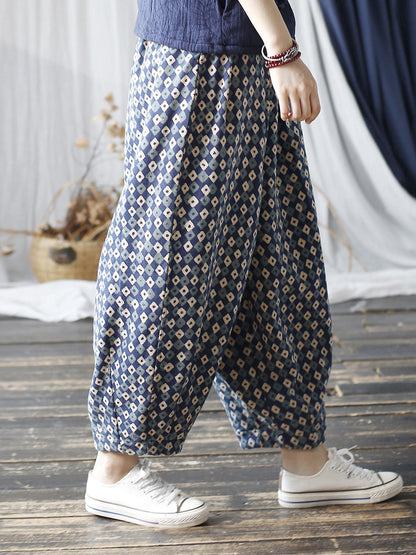 Autumn Artsy Lattice Cotton Harem Pants Ah1035