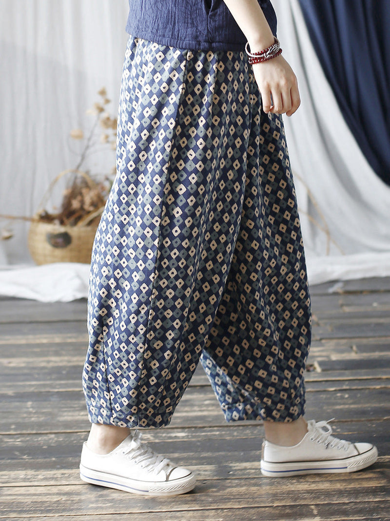 Autumn Artsy Lattice Cotton Harem Pants Ah1035