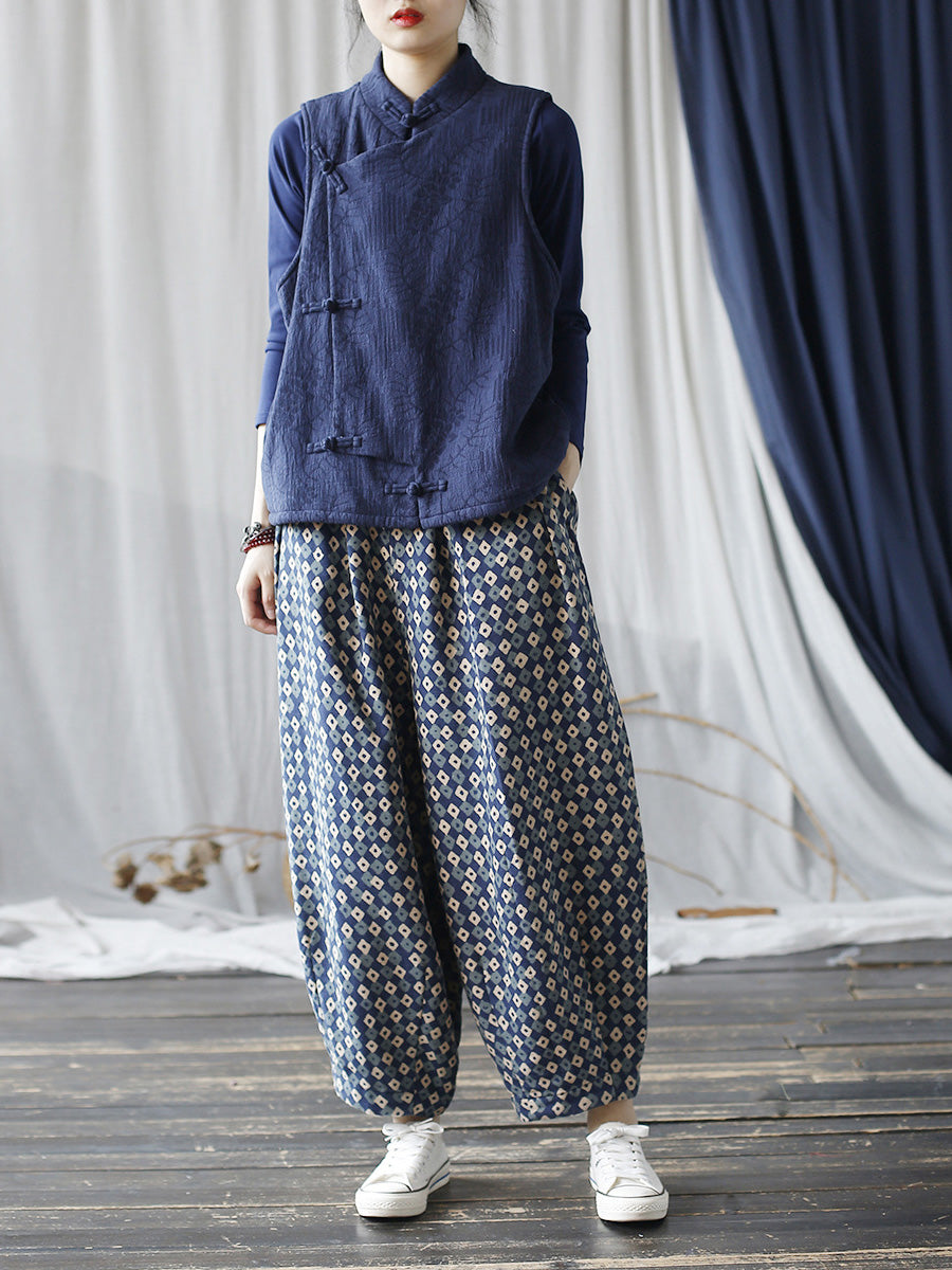 Autumn Artsy Lattice Cotton Harem Pants Ah1035