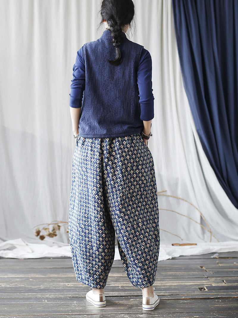Autumn Artsy Lattice Cotton Harem Pants Ah1035