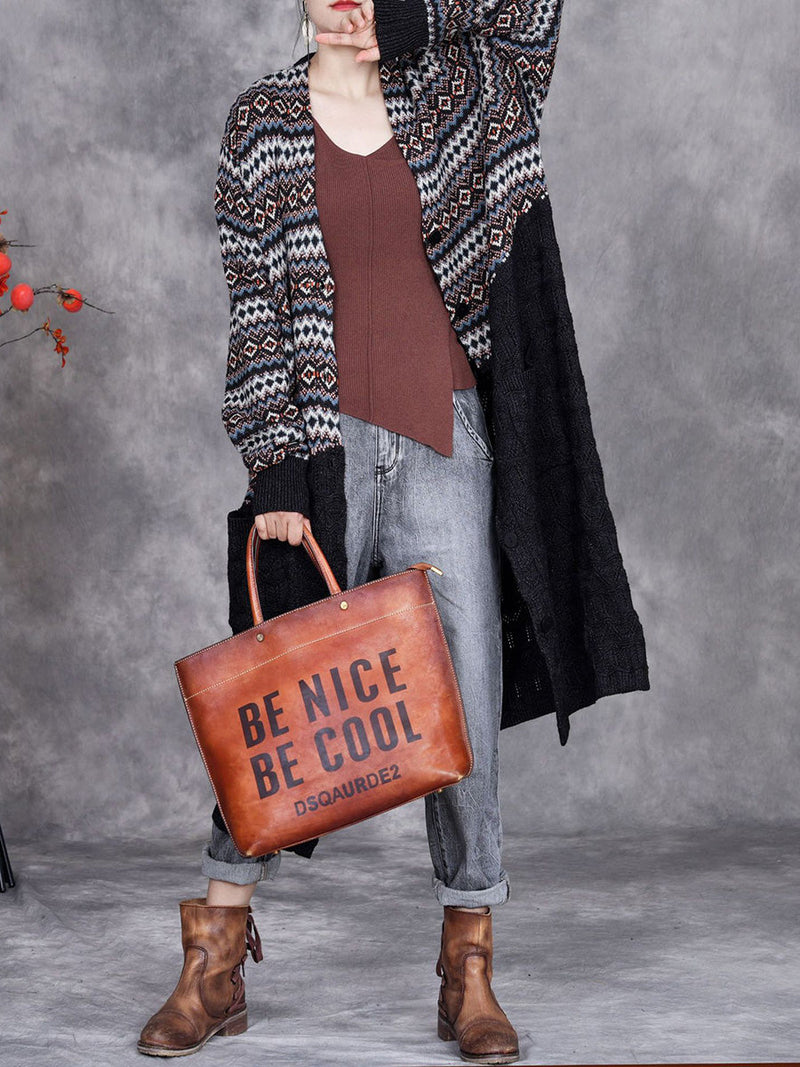 Autumn Stripe Colorblock Knitted Cardigan Coat Ah1060