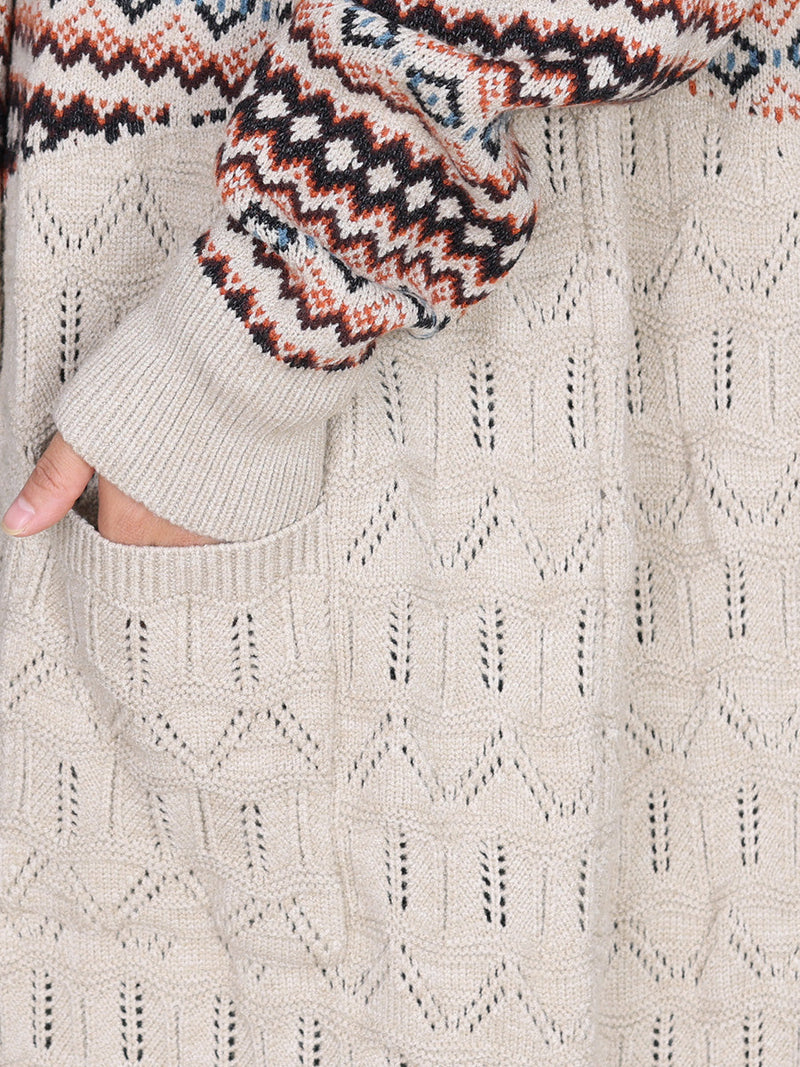 Autumn Stripe Colorblock Knitted Cardigan Coat Ah1060