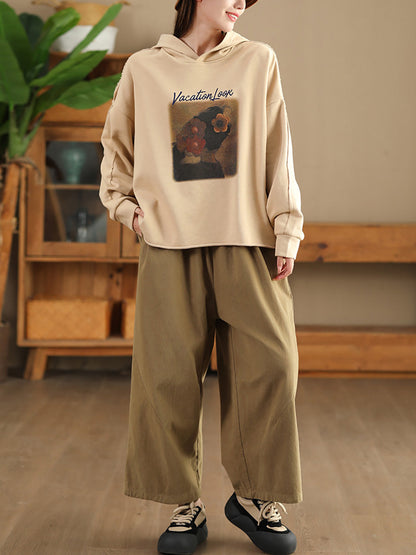 Autumn Print Hooded Sweatshirt Ah1008