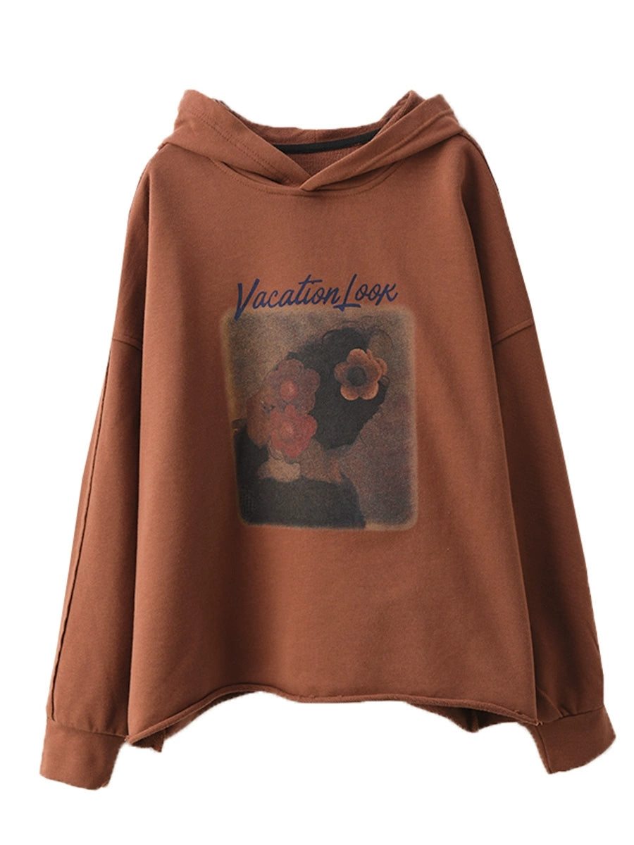 Autumn Print Hooded Sweatshirt Ah1008
