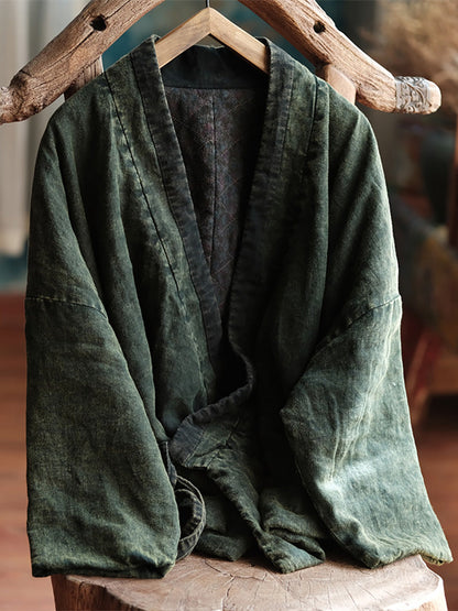 Autumn V-neck Strap Linen Coat Ak1004