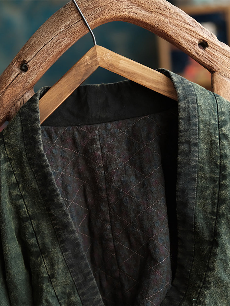 Autumn V-neck Strap Linen Coat Ak1004