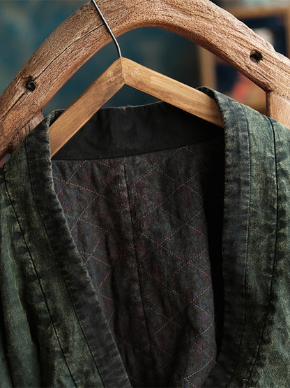 Autumn V-neck Strap Linen Coat Ak1004