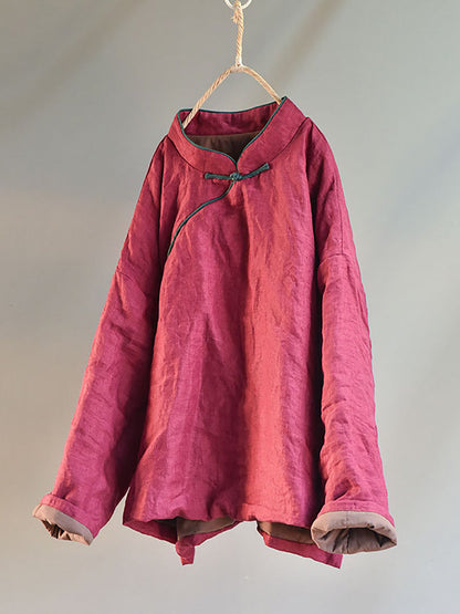 Autumn Slant Closure Linen Short Coat Ah1047