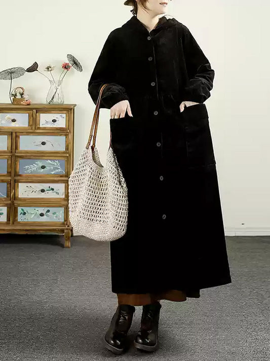 Autumn Corduroy Cardigan Hooded Coat Ak1008