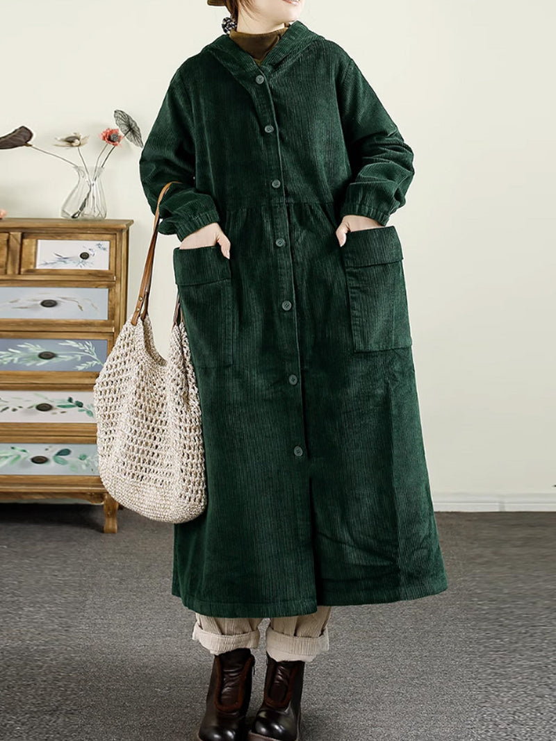 Autumn Corduroy Cardigan Hooded Coat Ak1008
