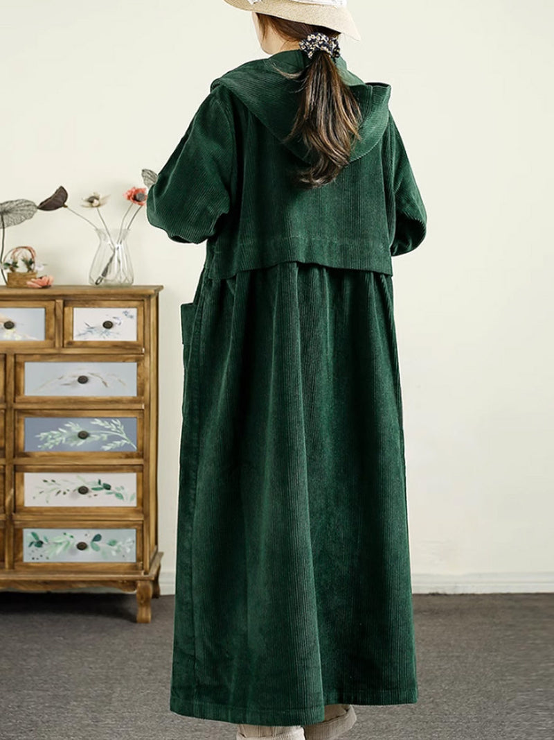 Autumn Corduroy Cardigan Hooded Coat Ak1008
