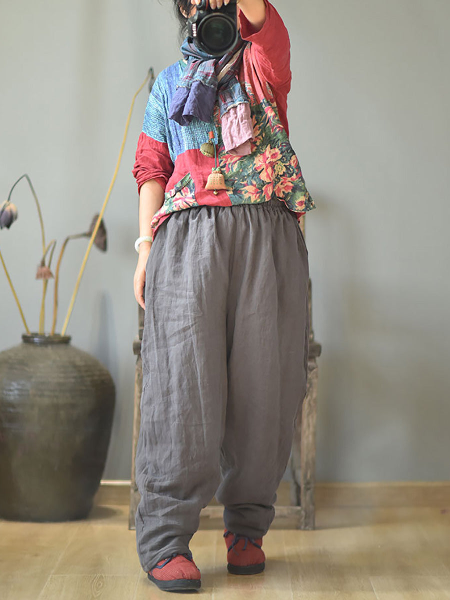 Autumn Rero Linen Padded Harem Pants Ah1053