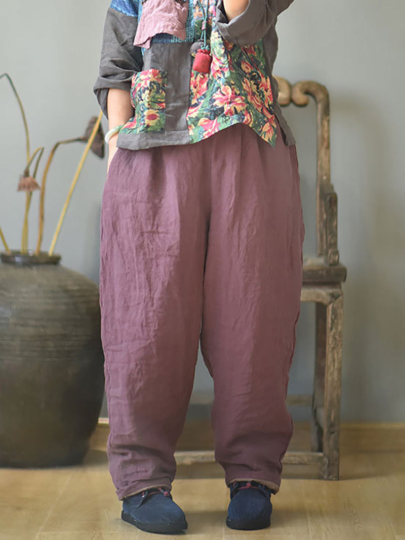 Autumn Rero Linen Padded Harem Pants Ah1053