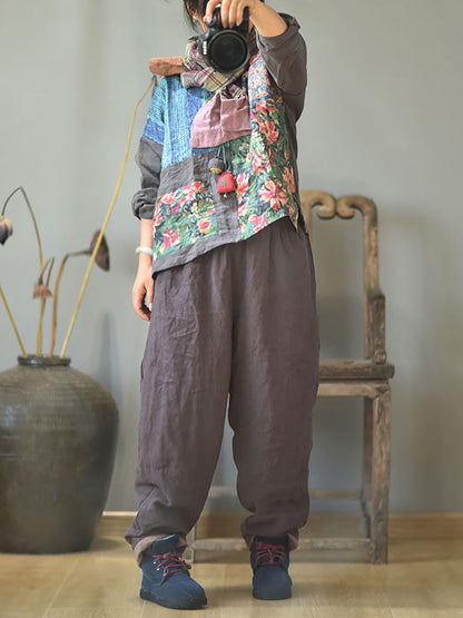 Autumn Rero Linen Padded Harem Pants Ah1053