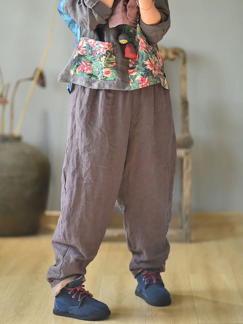 Autumn Rero Linen Padded Harem Pants Ah1053
