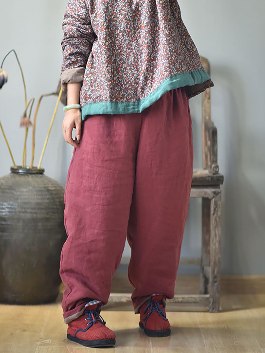 Autumn Rero Linen Padded Harem Pants Ah1053