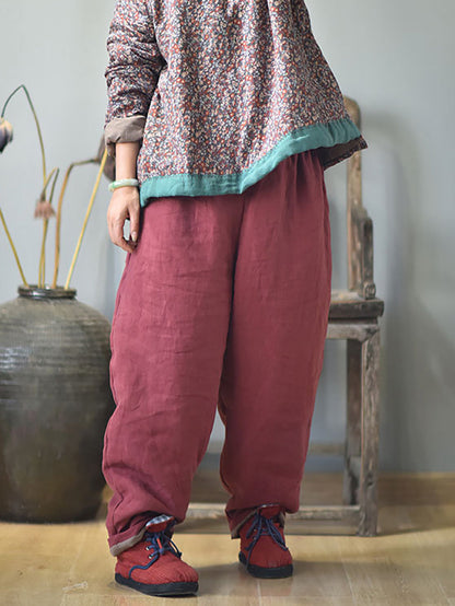 Autumn Rero Linen Padded Harem Pants Ah1053