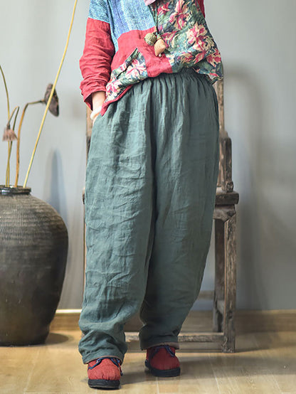 Autumn Rero Linen Padded Harem Pants Ah1053