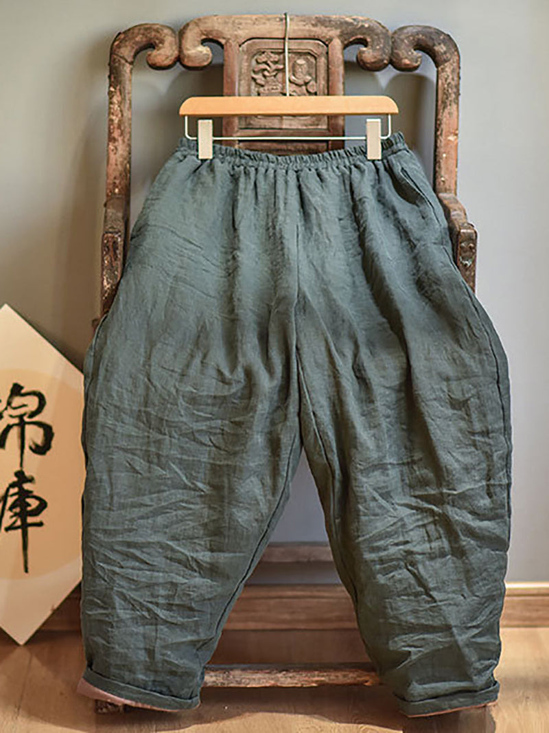 Autumn Rero Linen Padded Harem Pants Ah1053