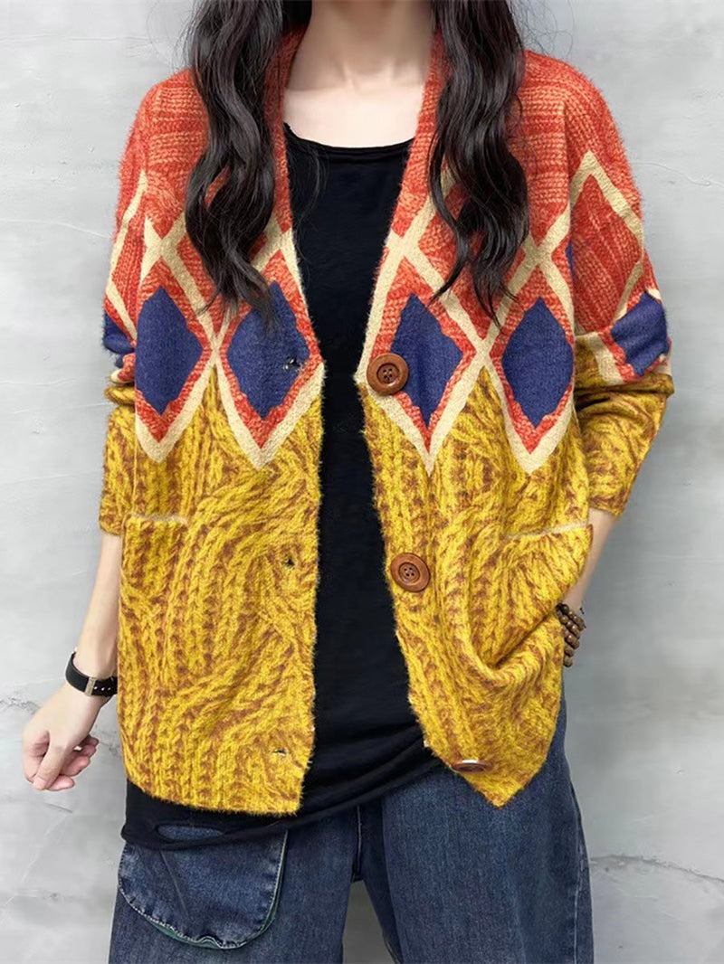 Autumn V-neck Knit Sweater Ah1048