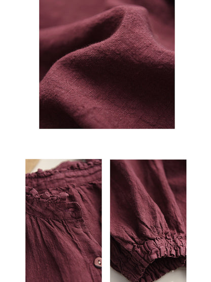 Autumn Stand Collar Button Blouse Ah1007