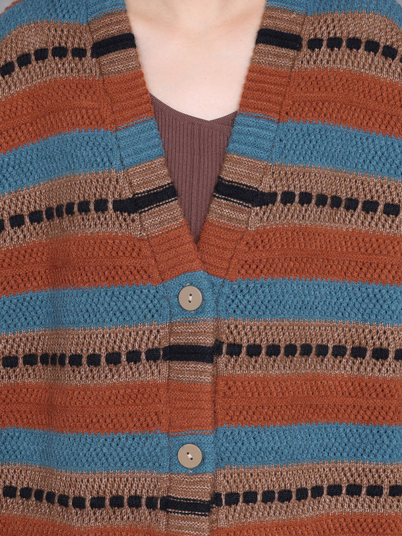 Autumn Lazy Stripe Knitted Cardigan Coat Ah1051