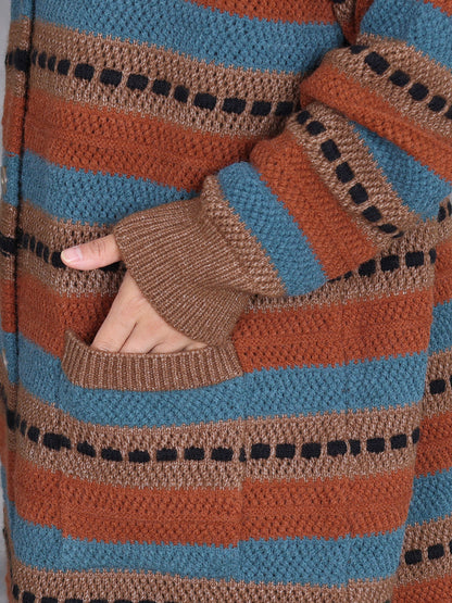 Autumn Lazy Stripe Knitted Cardigan Coat Ah1051