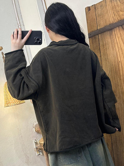 Autumn Stand Collar Sweatshirt Ah1059