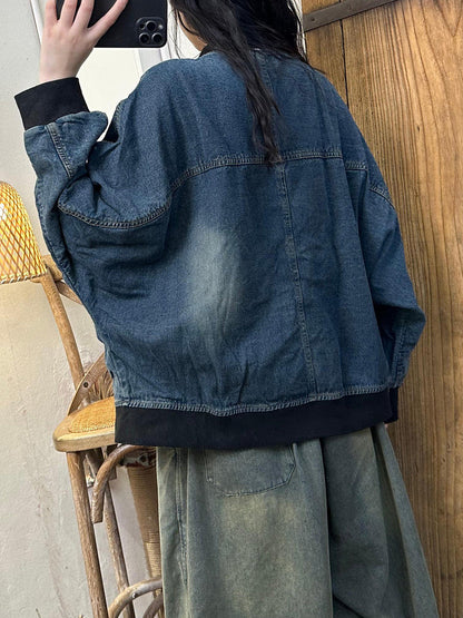 Autumn Colorblock Denim Coat Ah1039