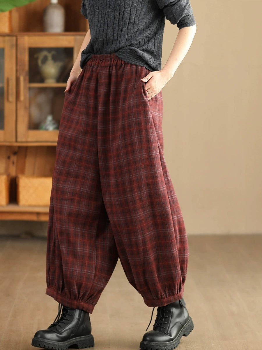 Autumn Plaid Warm Harem Pants Ah1042
