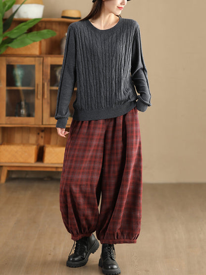 Autumn Plaid Warm Harem Pants Ah1042