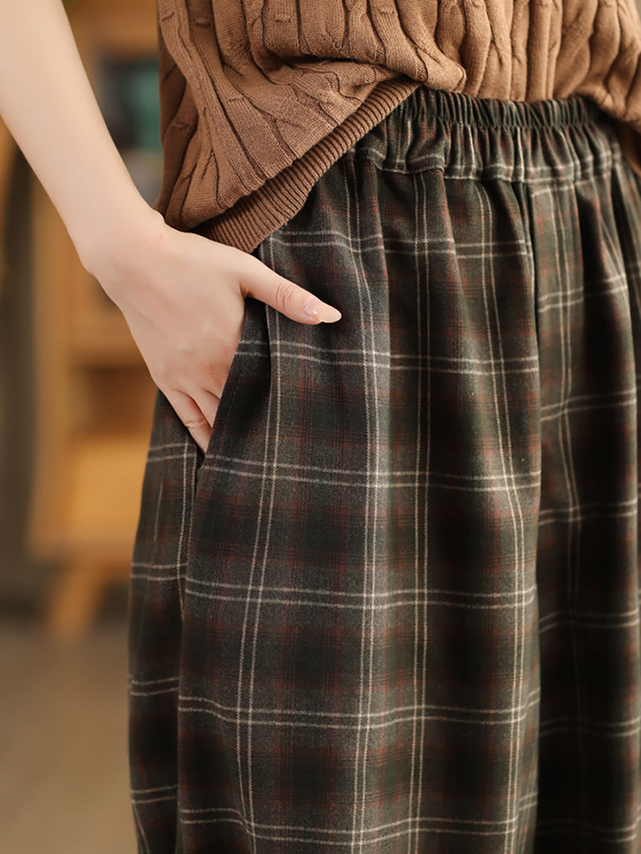 Autumn Plaid Warm Harem Pants Ah1042