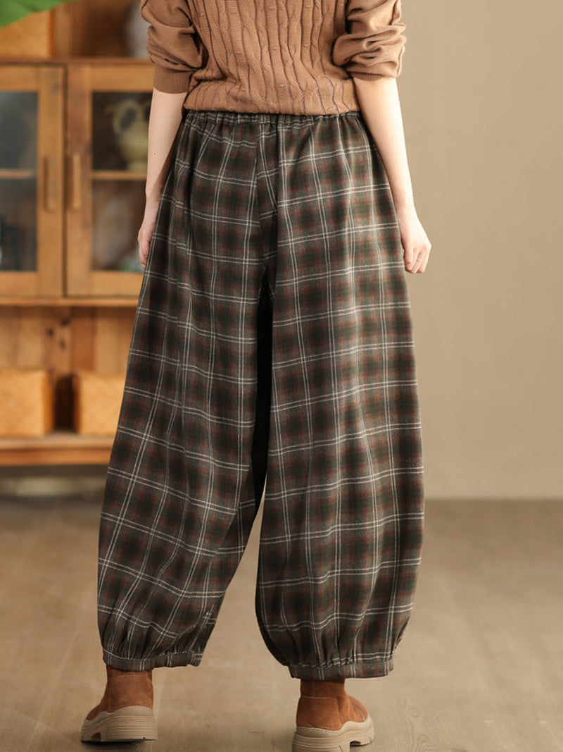 Autumn Plaid Warm Harem Pants Ah1042