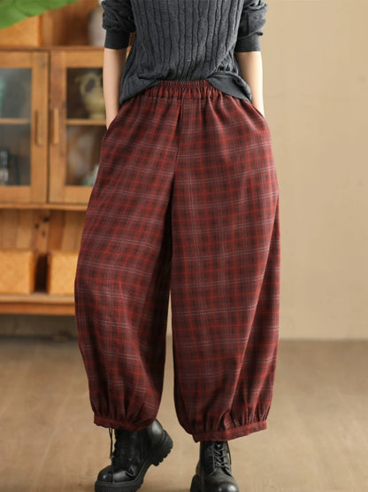 Autumn Plaid Warm Harem Pants Ah1042