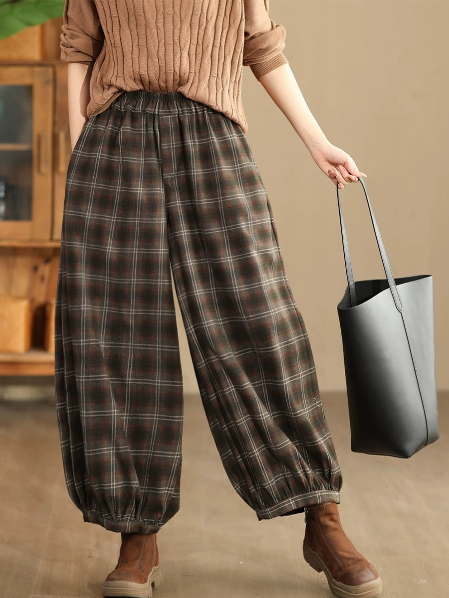 Autumn Plaid Warm Harem Pants Ah1042