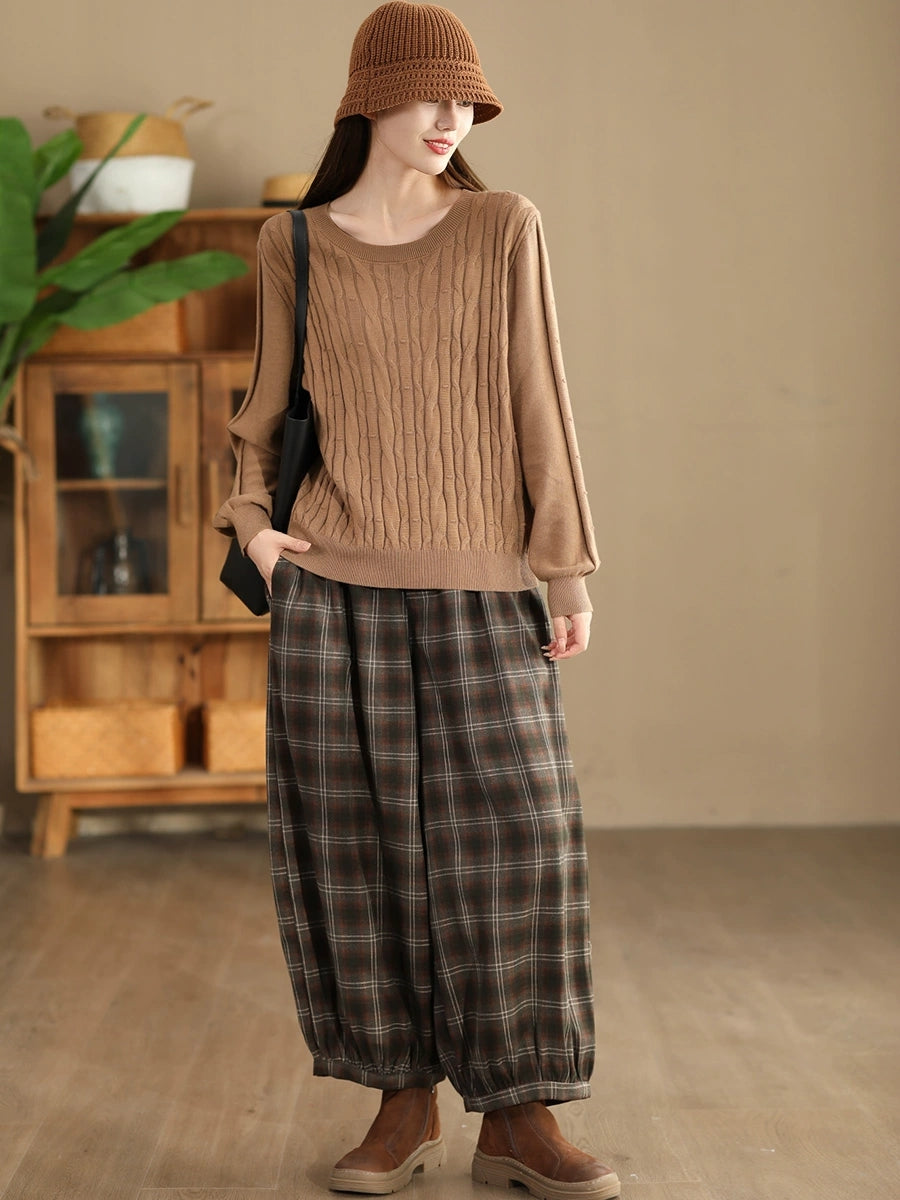 Autumn Plaid Warm Harem Pants Ah1042