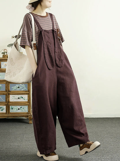 Retro 100%linen Loose Jumpsuit Ak1016