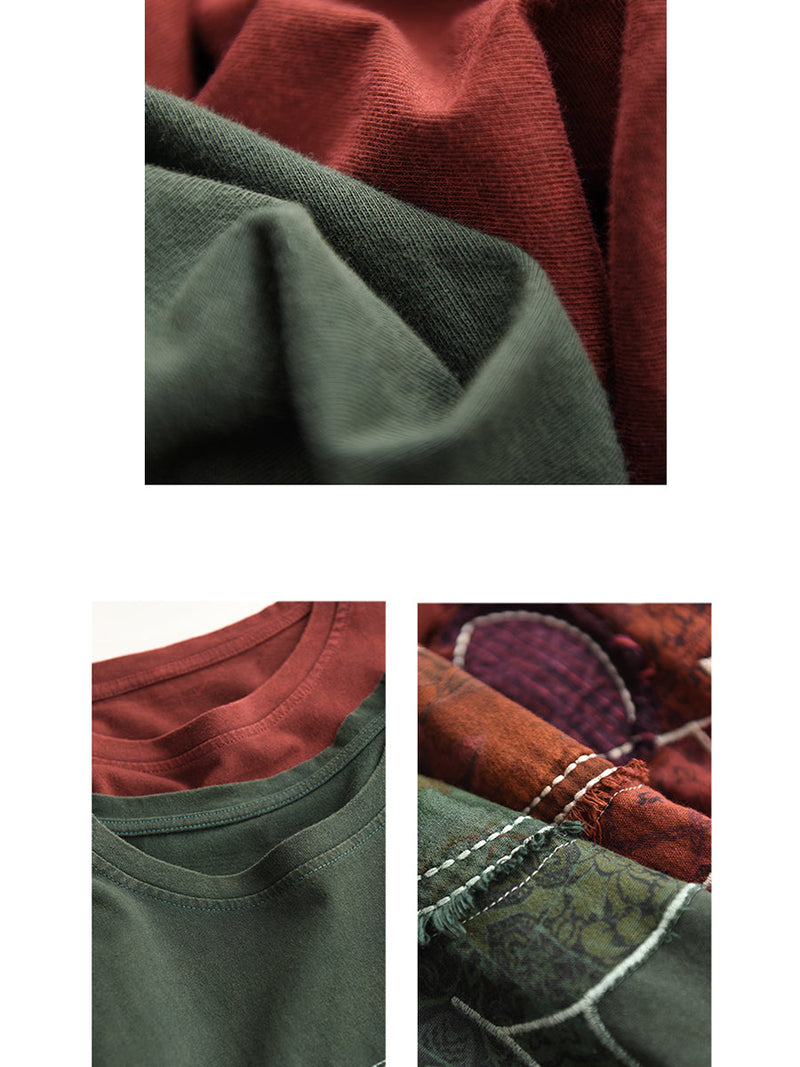 Autumn Patch Elephant O-neck Cotton Sweatshirt Ak1017