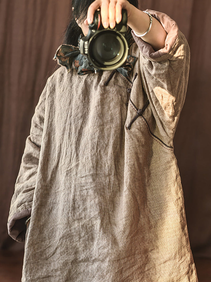 Autumn Pure Color Buckle 100%linen Coat Ah1084