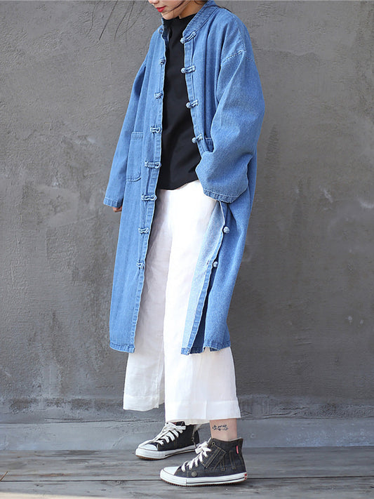 Autumn Pocket Denim Robe Coat Ak1032