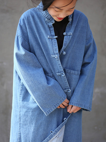 Autumn Pocket Denim Robe Coat Ak1032