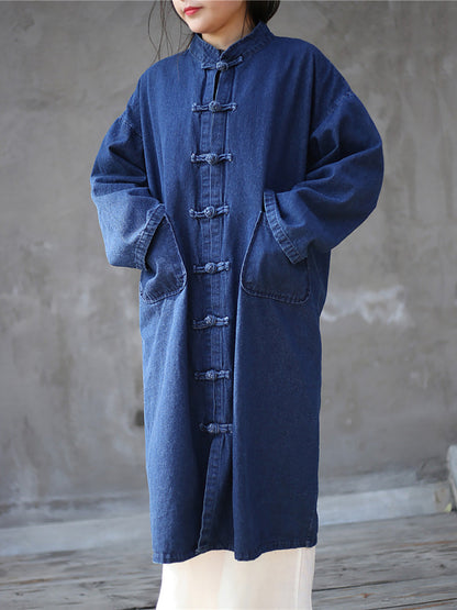 Autumn Pocket Denim Robe Coat Ak1032