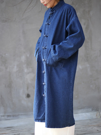 Autumn Pocket Denim Robe Coat Ak1032
