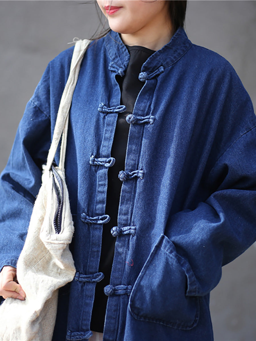Autumn Pocket Denim Robe Coat Ak1032
