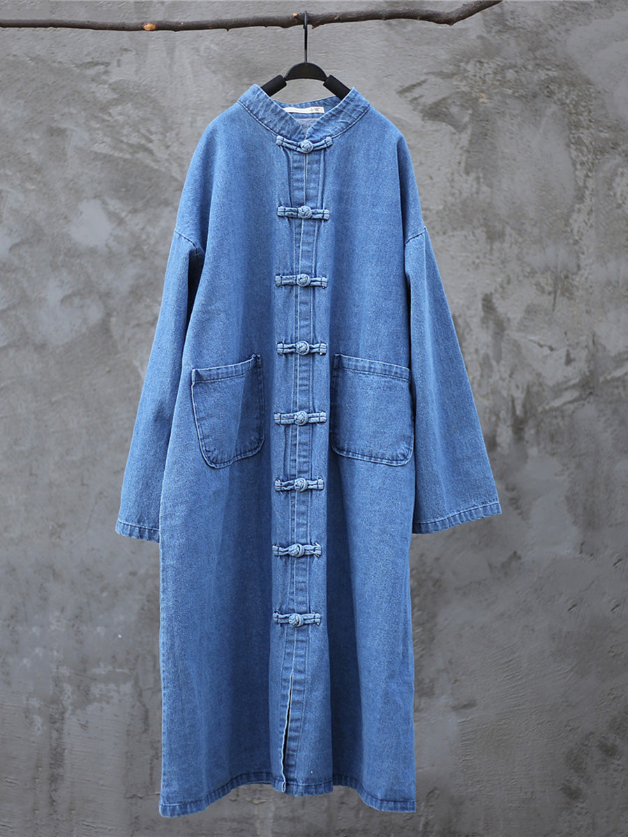 Autumn Pocket Denim Robe Coat Ak1032