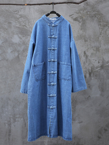 Autumn Pocket Denim Robe Coat Ak1032