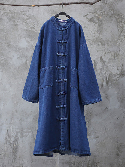 Autumn Pocket Denim Robe Coat Ak1032