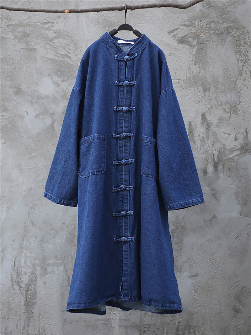 Autumn Pocket Denim Robe Coat Ak1032