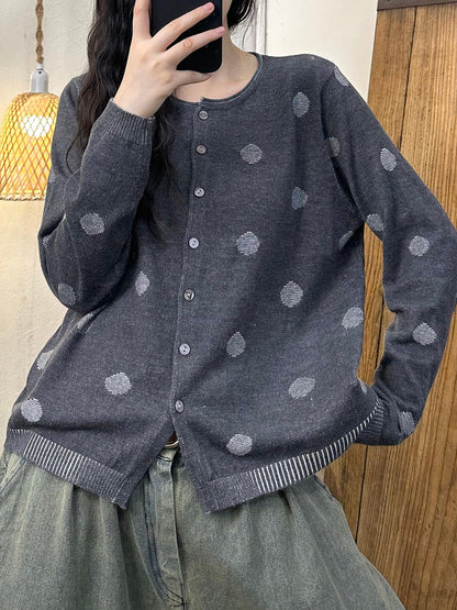 Autumn Wool Dot Knit Blouse Ak1033
