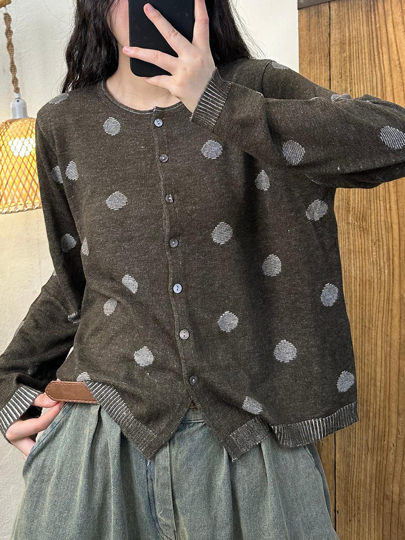Autumn Wool Dot Knit Blouse Ak1033